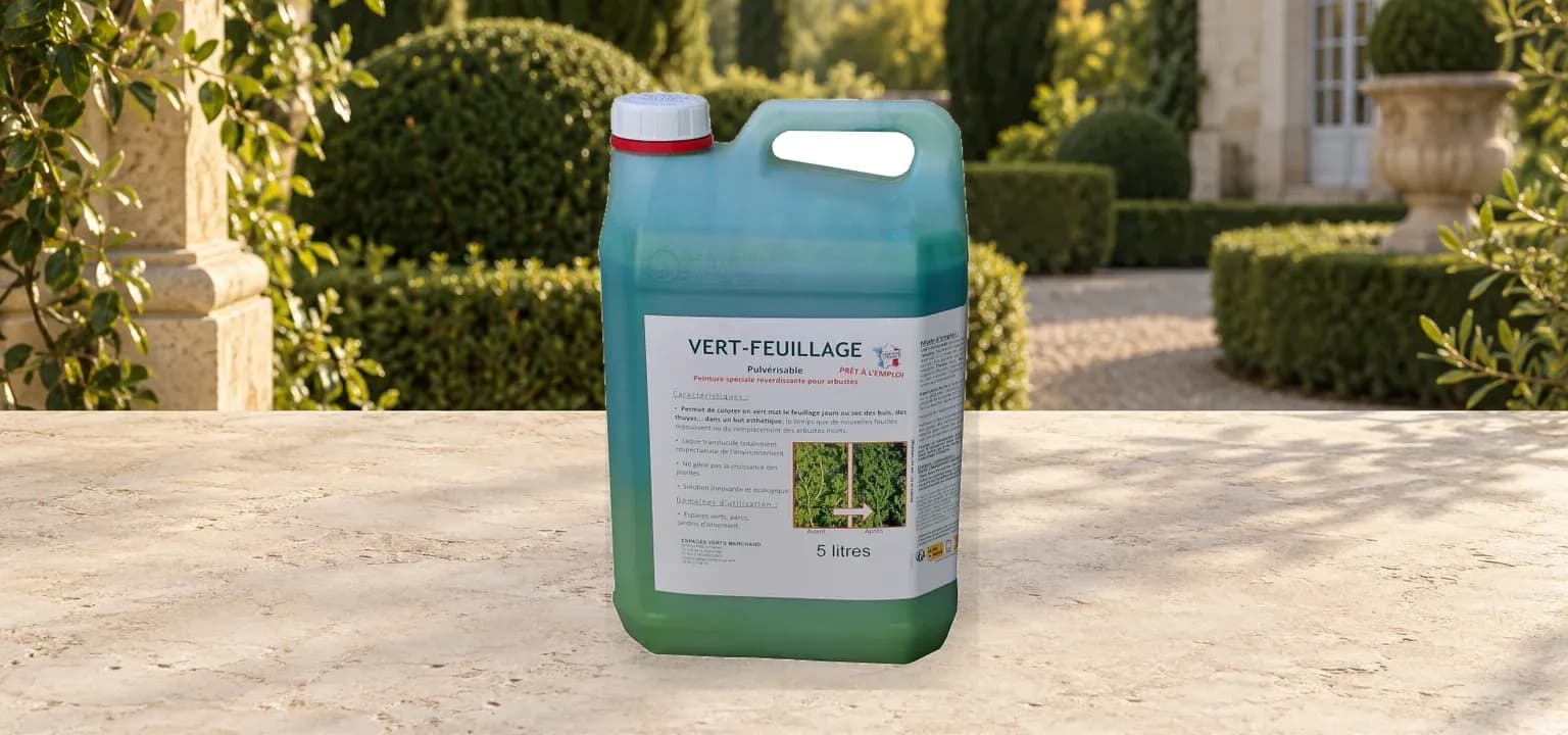 Bidon de VERT-FEUILLAGE, colorant pour buis et arbustes